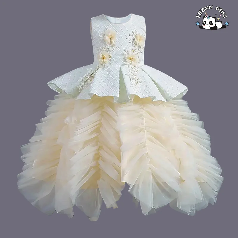 LEZONKIDS - Children's princess dress baby girl host evening dress trendy in summer for flower girl dress for 2 years to 7year